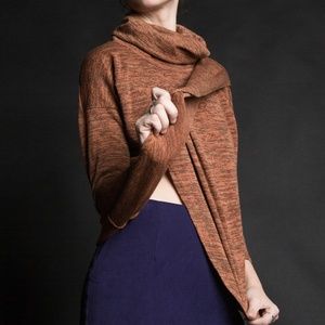 Burnt Orange Cross Over Cowl Sweater